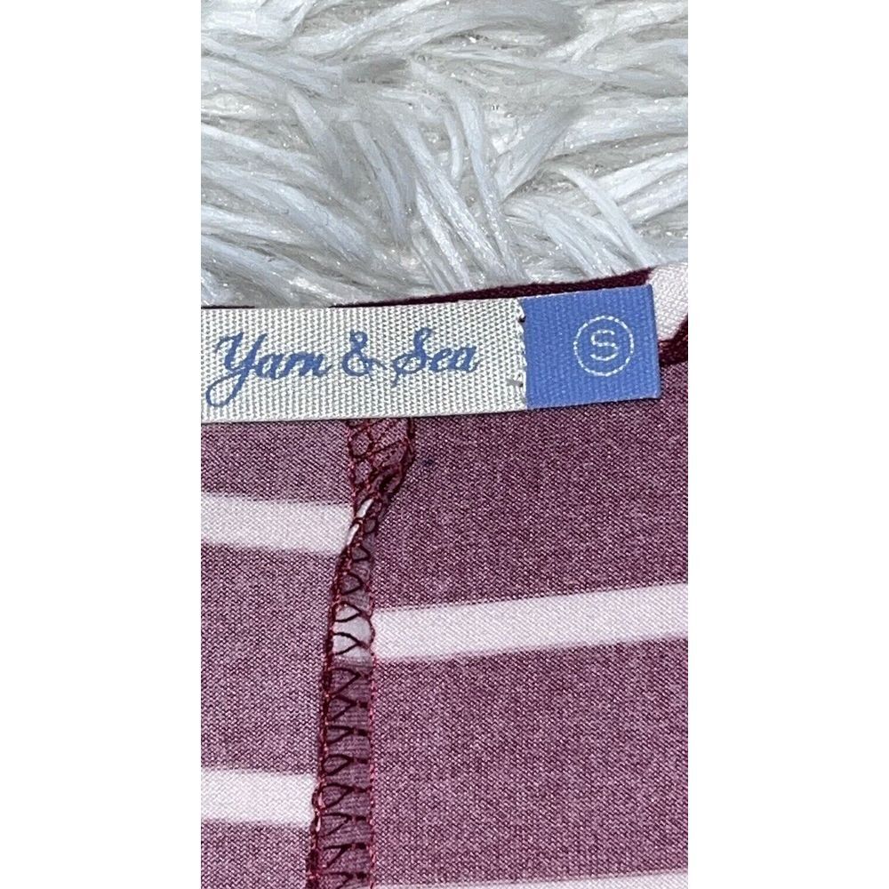 Yarn & Sea 3/4‎ Sleeve Burgundy Striped Relaxed Fit Mid Dress Small 4-6 - Picture 6 of 6